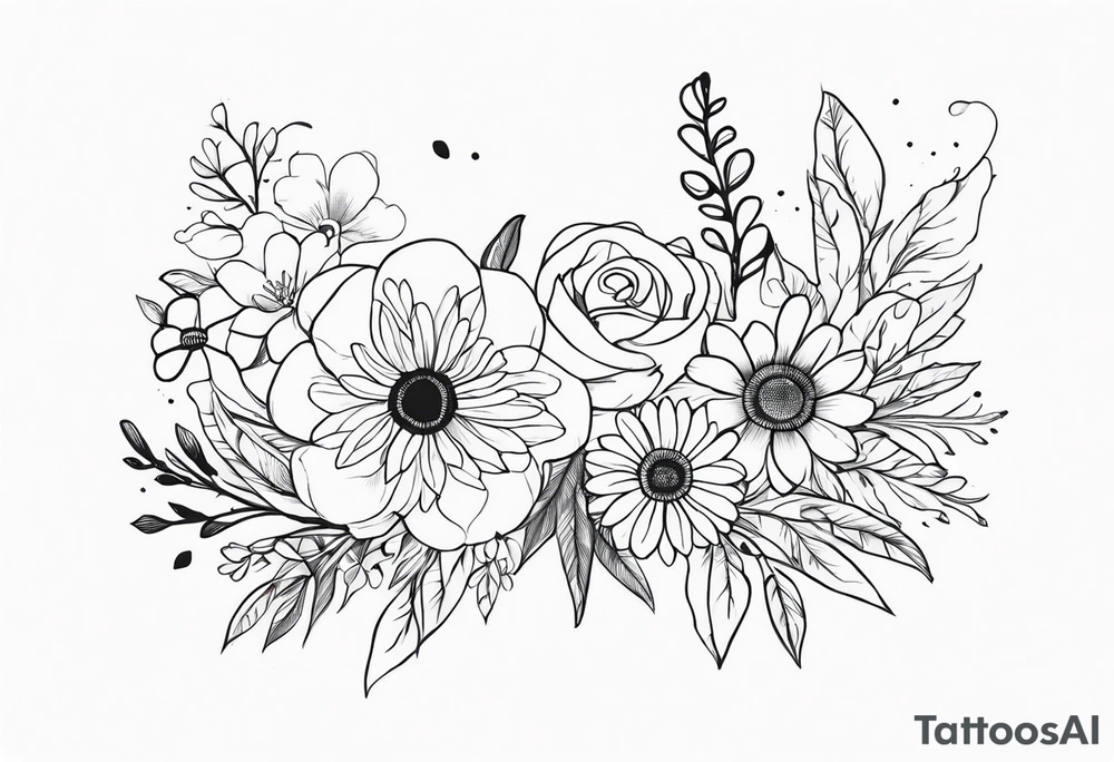 Love yourself first quote with flowers tattoo idea