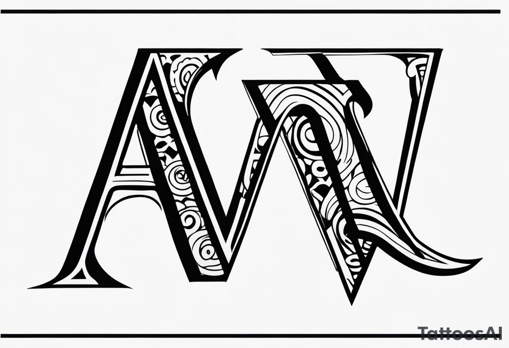 the letters A W R in the middle of a ninja headband tattoo idea