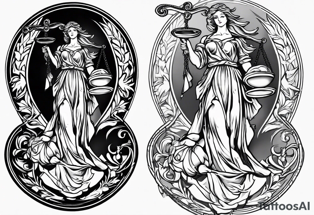 renaissance feel lady justice tattoo idea