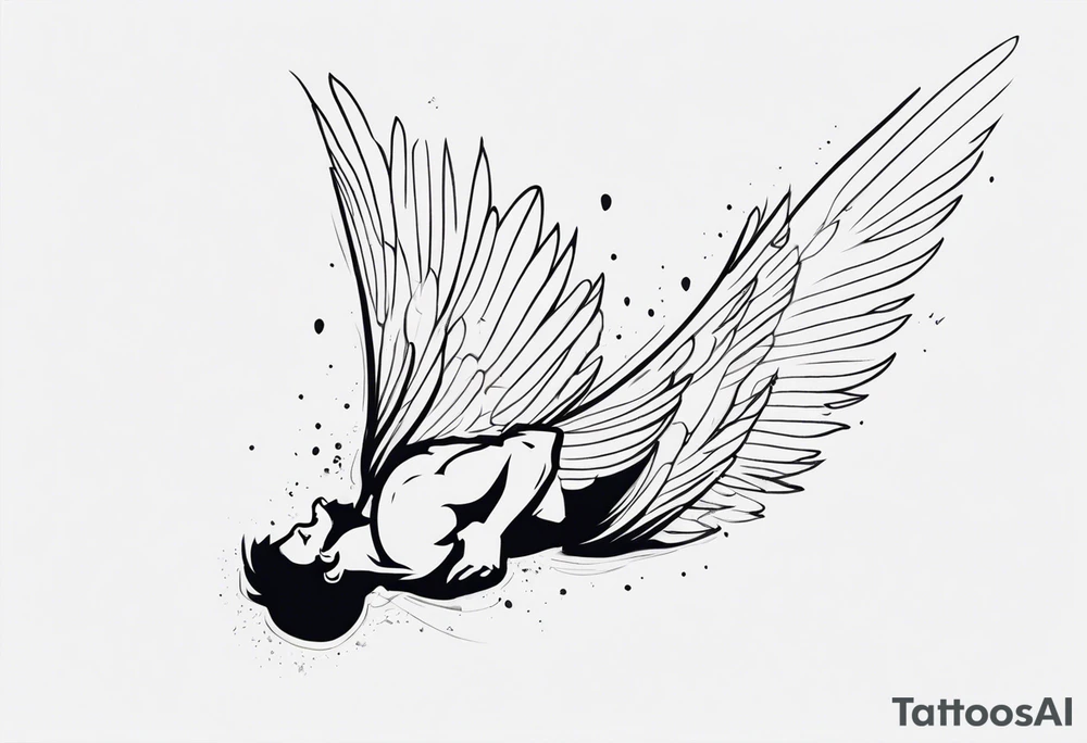 Man with wings falling upside down tattoo idea