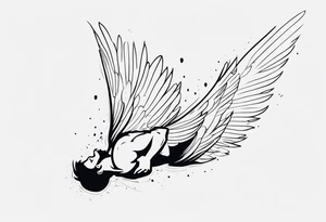Man with wings falling upside down tattoo idea