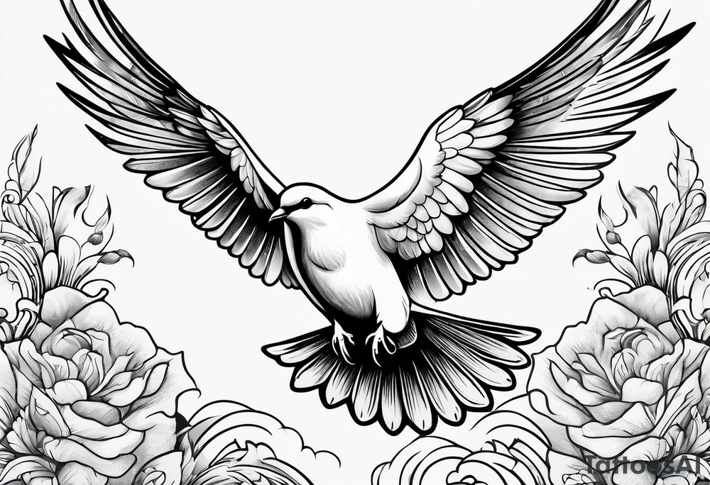 Dove flying horizontally tattoo idea