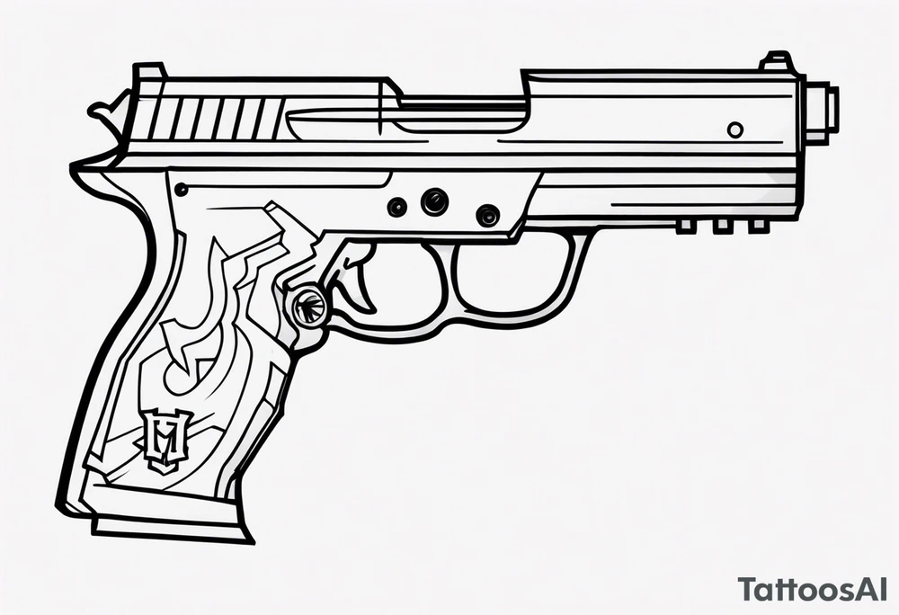 The letters AR with pistols on each side tattoo idea