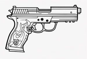 The letters AR with pistols on each side tattoo idea
