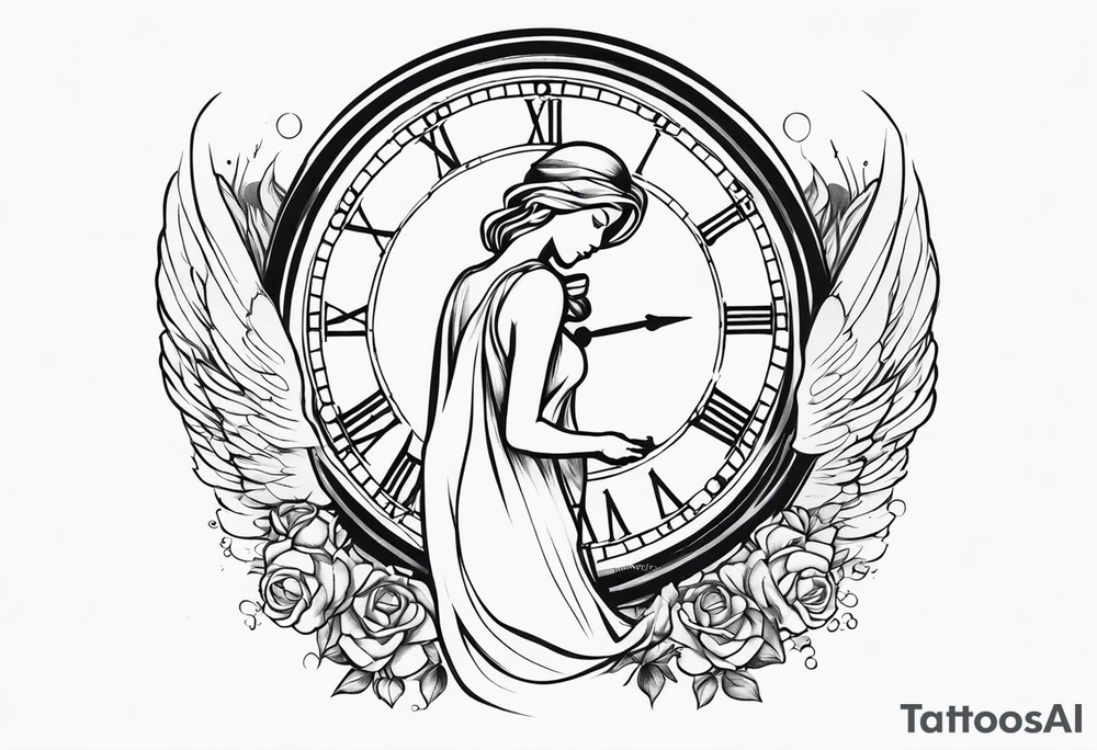 angel holding a clock tattoo idea