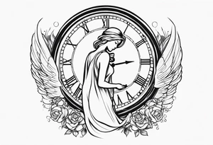 angel holding a clock tattoo idea