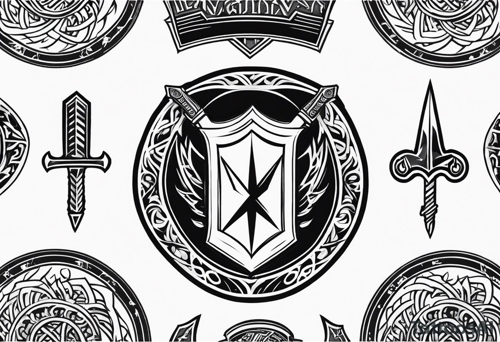 Valhalla sword shield lightning tattoo idea