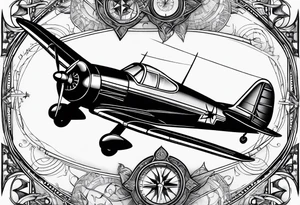 compass airplane tattoo idea