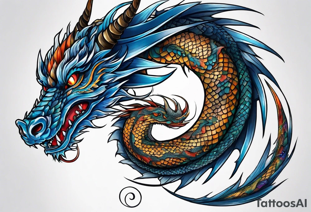 dragon with blue eyes tattoo idea