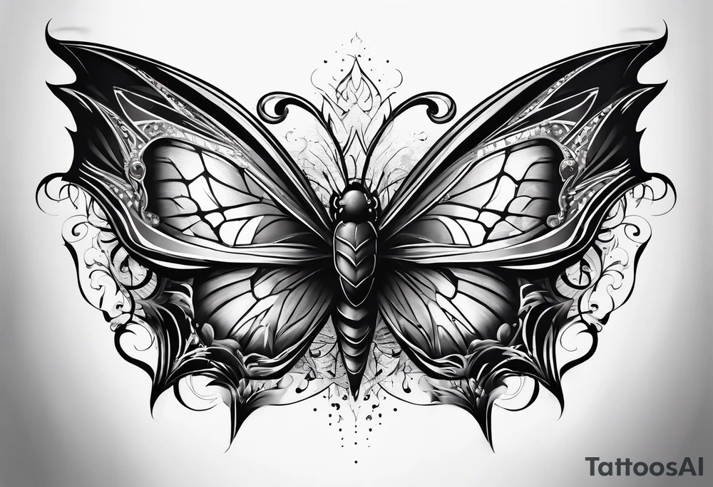 Butterfly with Batman logo tattoo idea