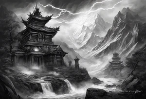 Valhalla mist fog lightning tattoo idea