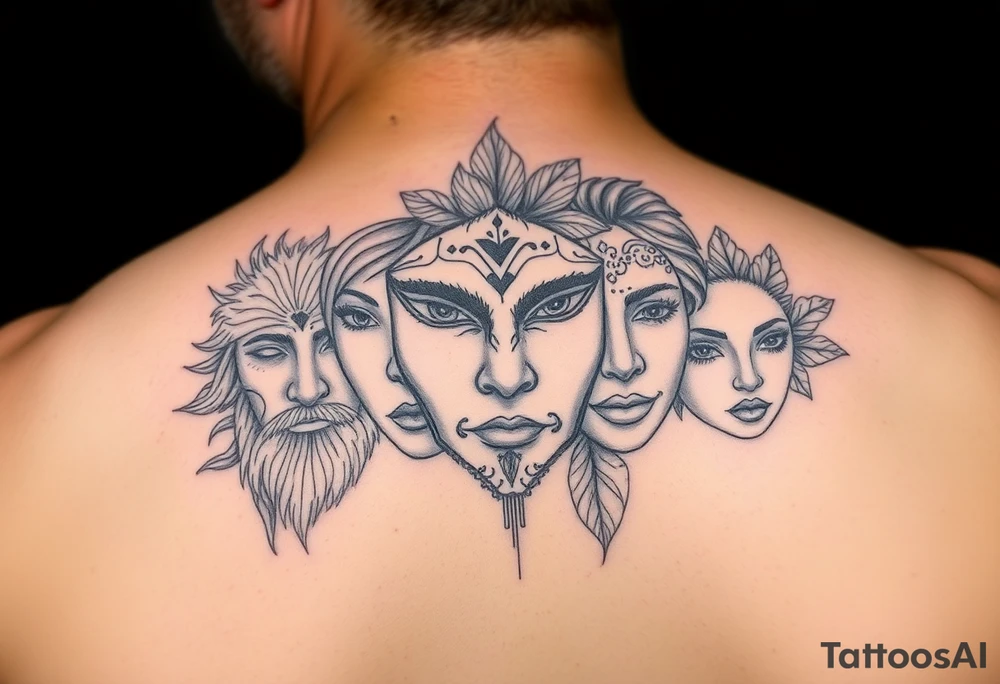 Winter face, Spring face, Fall face Summer faces tattoo idea