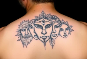 Winter face, Spring face, Fall face Summer faces tattoo idea