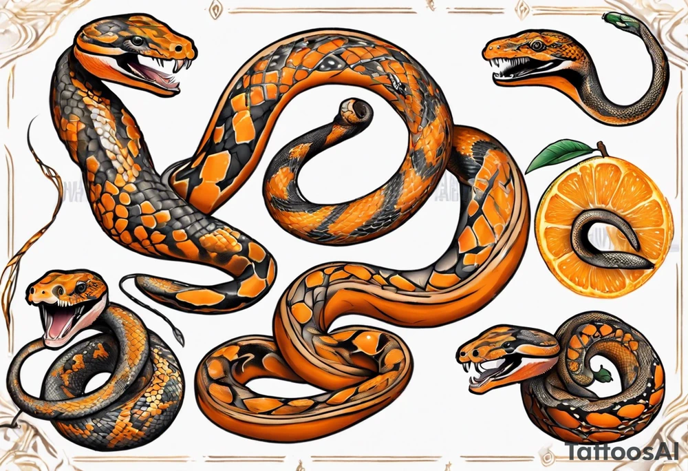 african orange-dream morph python tattoo idea