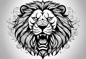 Lion head roaring with warrior tattoo idea