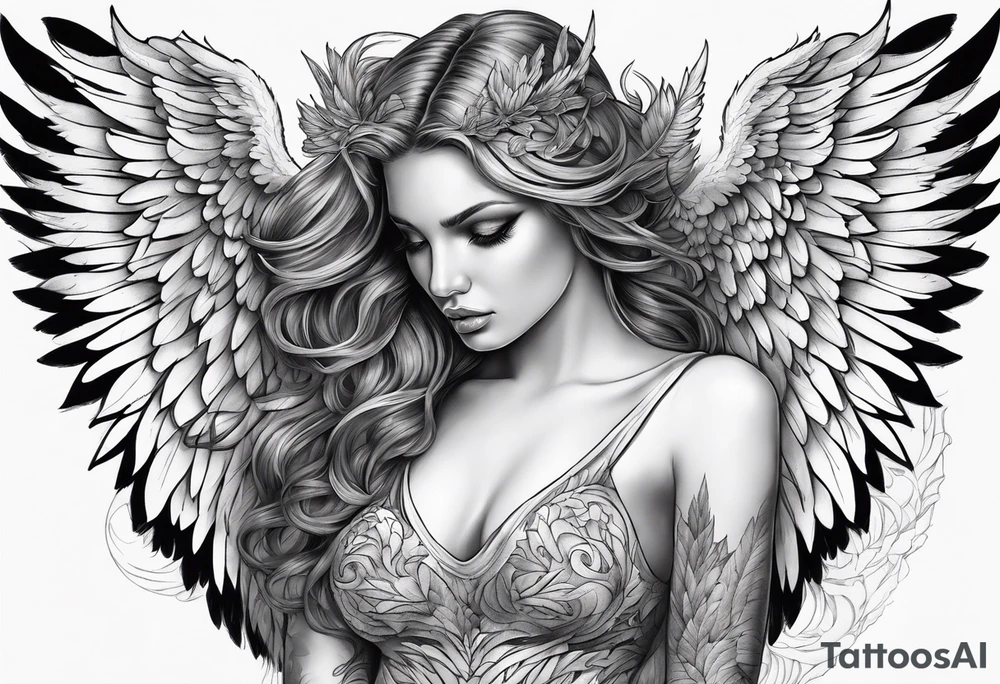 fallen angel with gradient changes tattoo idea