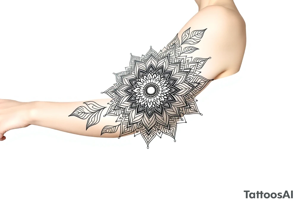 bold line shaman style mandala tattoo idea