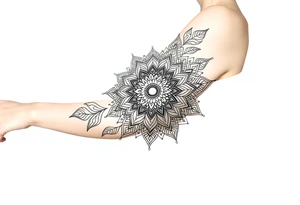 bold line shaman style mandala tattoo idea