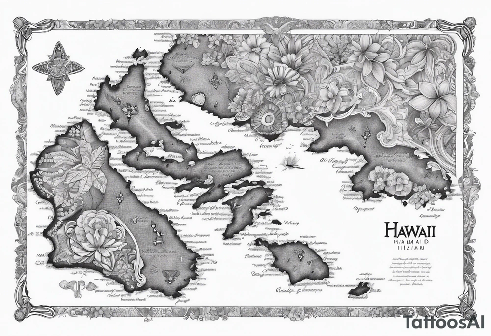 Hawaii island chain map paisley tattoo idea