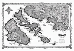 Hawaii island chain map paisley tattoo idea