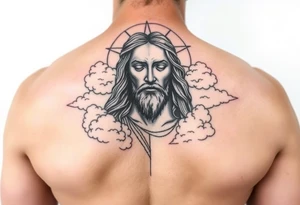 magestic jesus christ with clouds tattoo idea