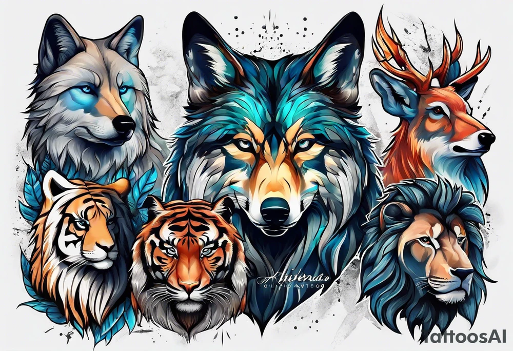 Alpha group of animals tattoo idea