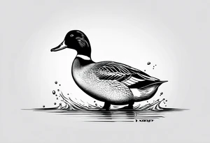 Dabbling Duck with no feet wearing a small jacket that says "XRP" on it tattoo idea
