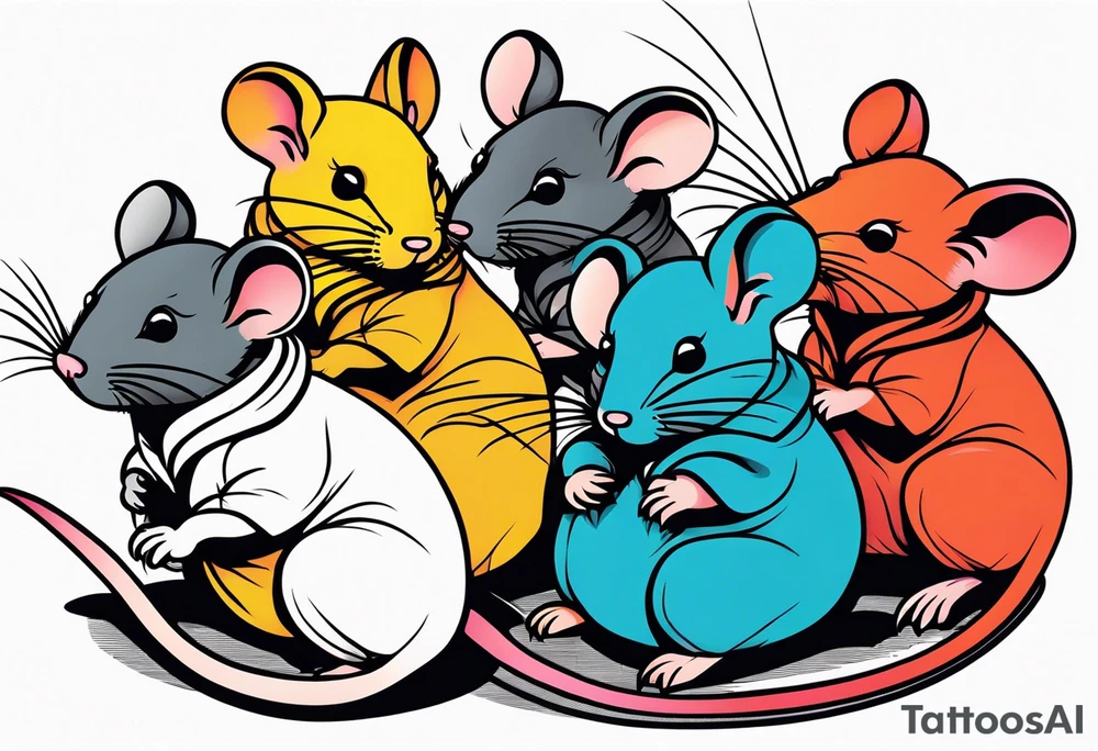 A collection of rats or mice whose tails are intertwined and bound together in some way. tattoo idea