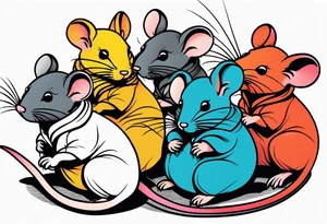 A collection of rats or mice whose tails are intertwined and bound together in some way. tattoo idea