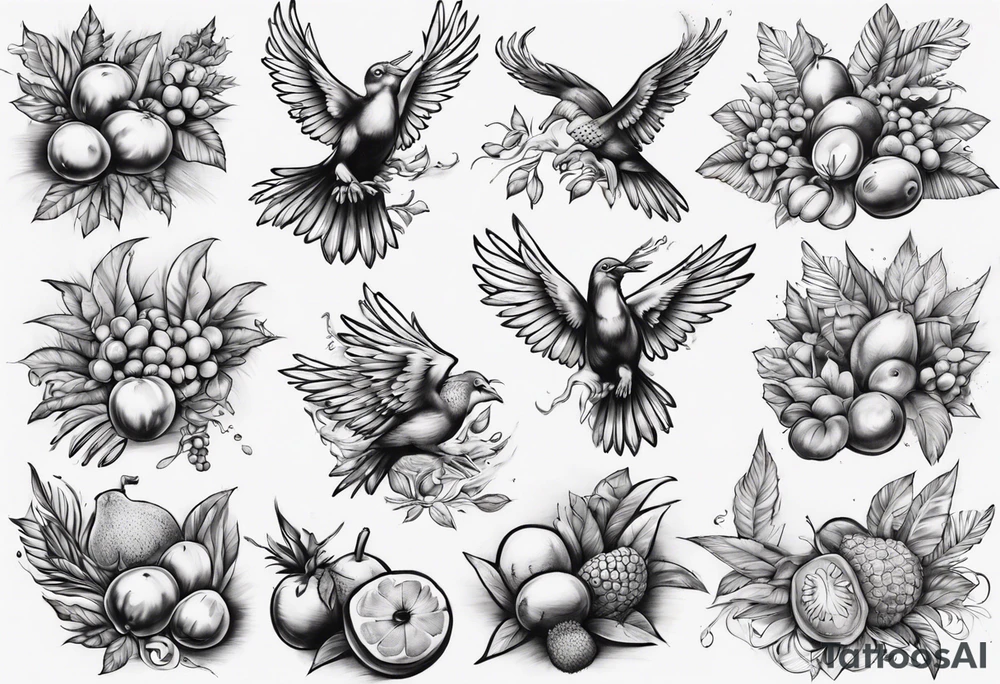 A half sleeve that includes Jamaica, Maybe the national bird or the national fruit. Also maybe something to do with family. tattoo idea