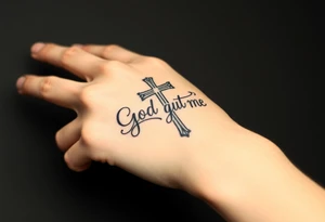 God got me with cross and clouds in background tattoo idea