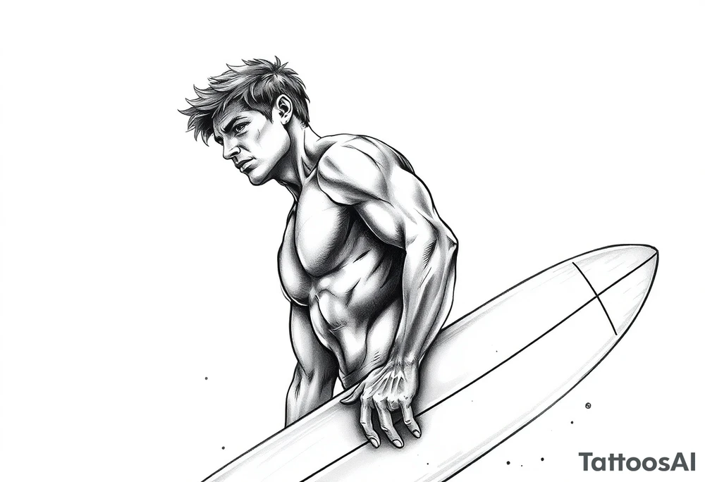 silver surfer on his board looking over in deep thought as he is in the sky tattoo idea