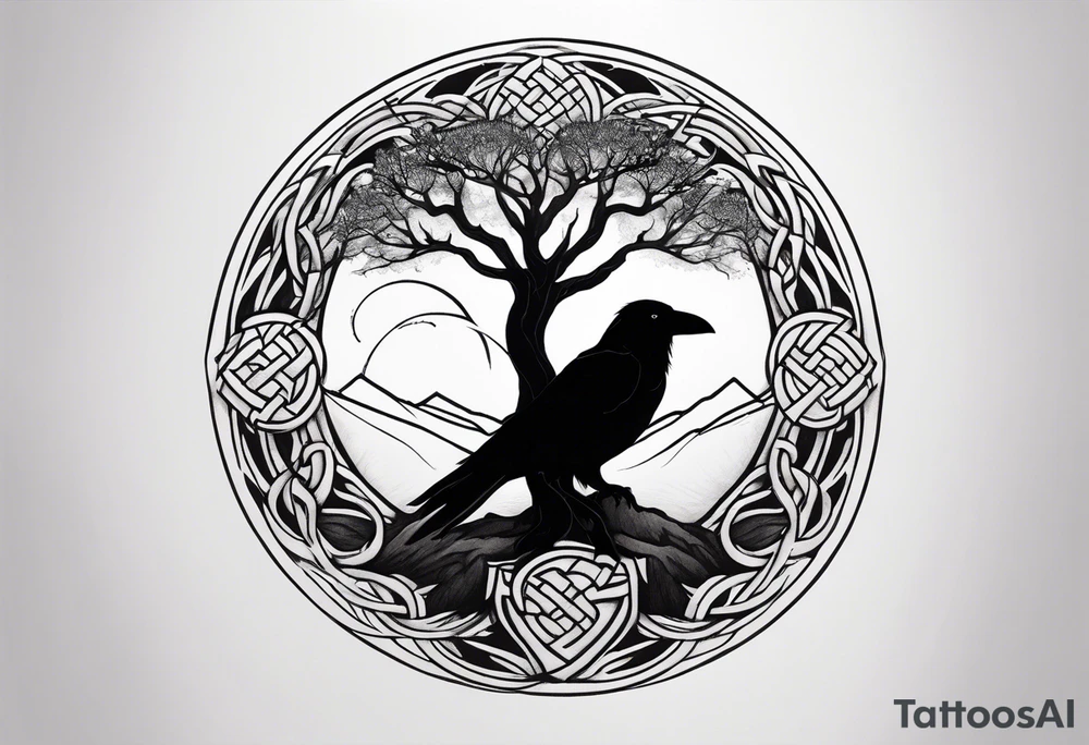 world tree with a raven and knotwork sleeve tattoo tattoo idea world tree with a raven and knotwork sleeve tattoo tattoo idea
