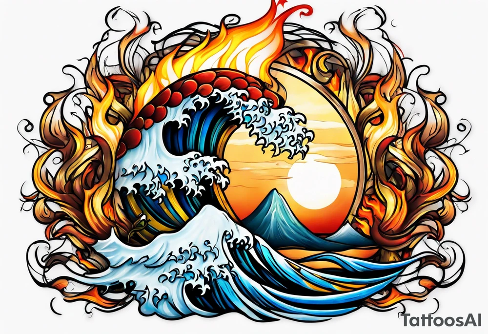 water on fire tattoo idea