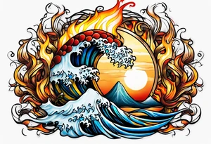 water on fire tattoo idea