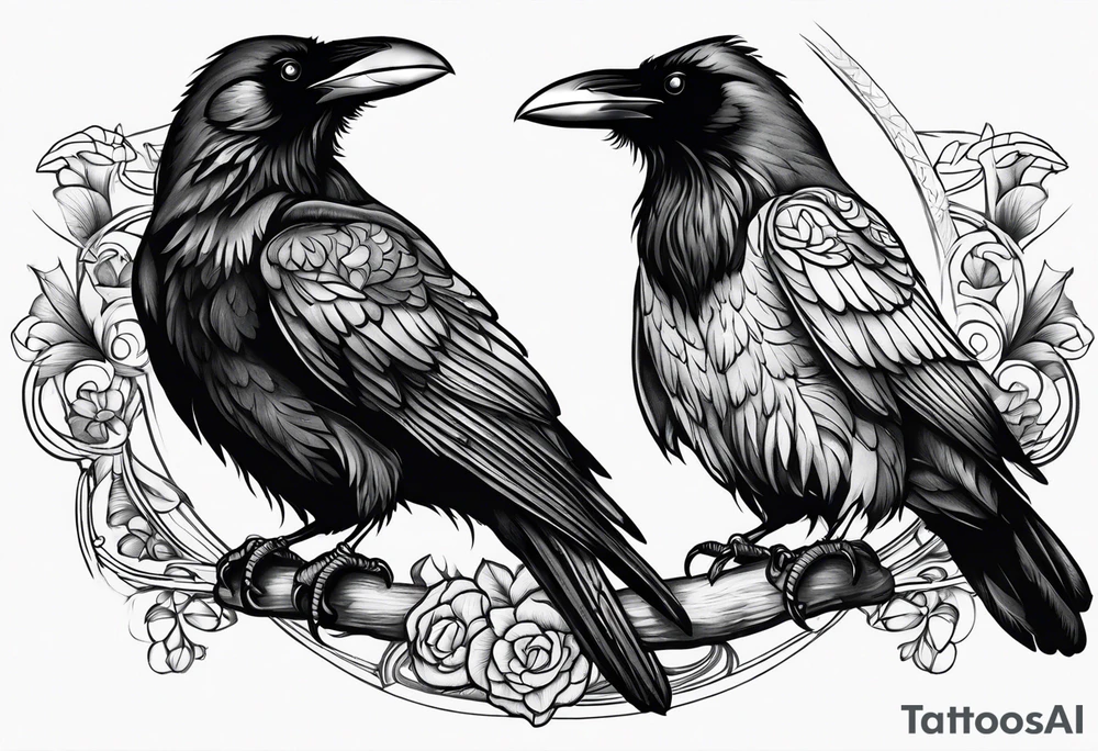 Pair of ravens tattoo idea