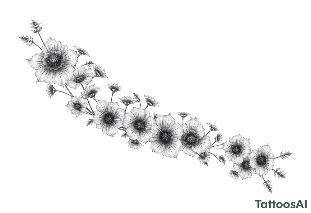 Full arm sleeve of Texas wildflowers tattoo idea