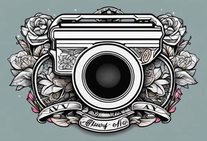 The letters AR with a pistol on each side and the word always on the top and ready on the bottom tattoo idea