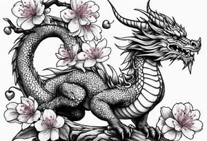 dragon with cherry blossom tattoo idea