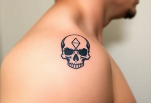 Masculine skull with a diamond and daisy tattoo idea