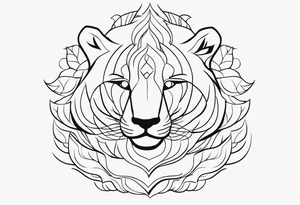 uma leoa, um leao e seus dois filhotes dentro de um retangulo tattoo idea