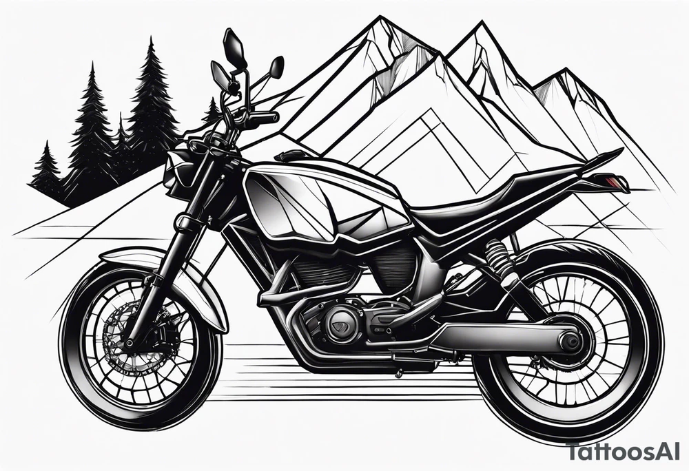 mountain, bike, bull tattoo idea