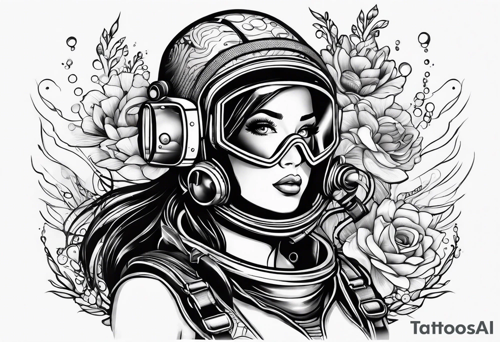 Scuba diver female tattoo idea