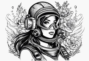 Scuba diver female tattoo idea