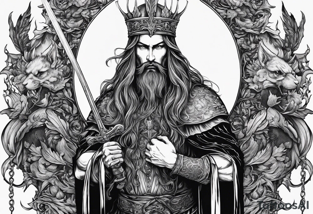 the goddess nemesis long sword scary blood hell tattoo idea