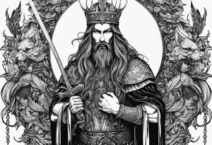 the goddess nemesis long sword scary blood hell tattoo idea