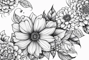 September month flower and April month flower meeting together horizontally tattoo idea