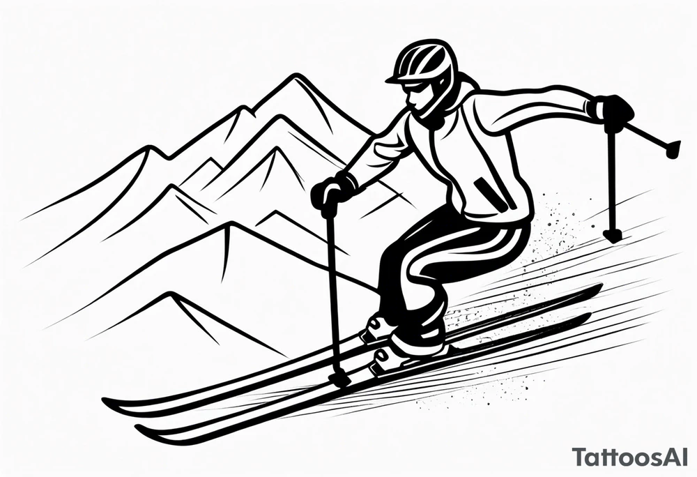 Skier in motion, single line tattoo idea