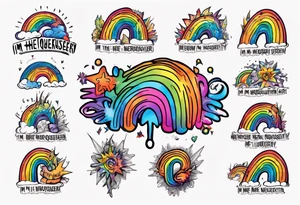 rainbow neurodiversity symbol with the words "I'm Here, I'm Neuroqueer" tattoo idea