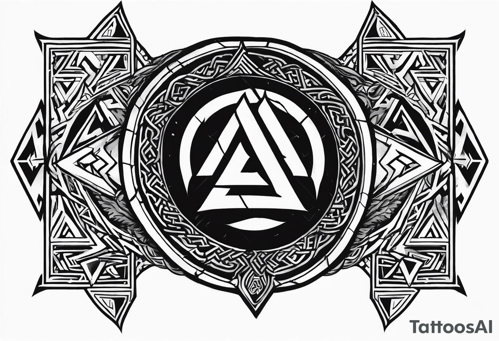 Valhalla 
Sword shield valknut  axe tattoo idea